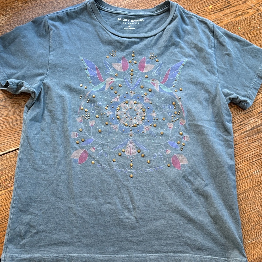 Lucky Brand Women's Folk Doves Boyfriend T-Shirt Size M